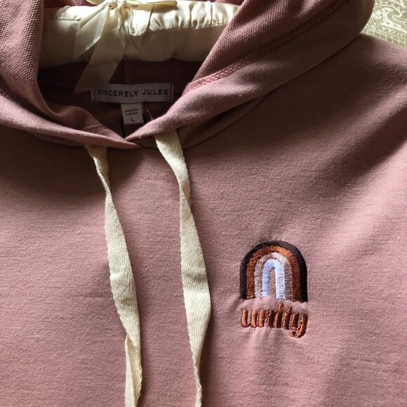 NWT, Sincerely Jules, Mauve, Hooded Jersey Dress, Sz Large (Juniors) - Picture 3 of 9